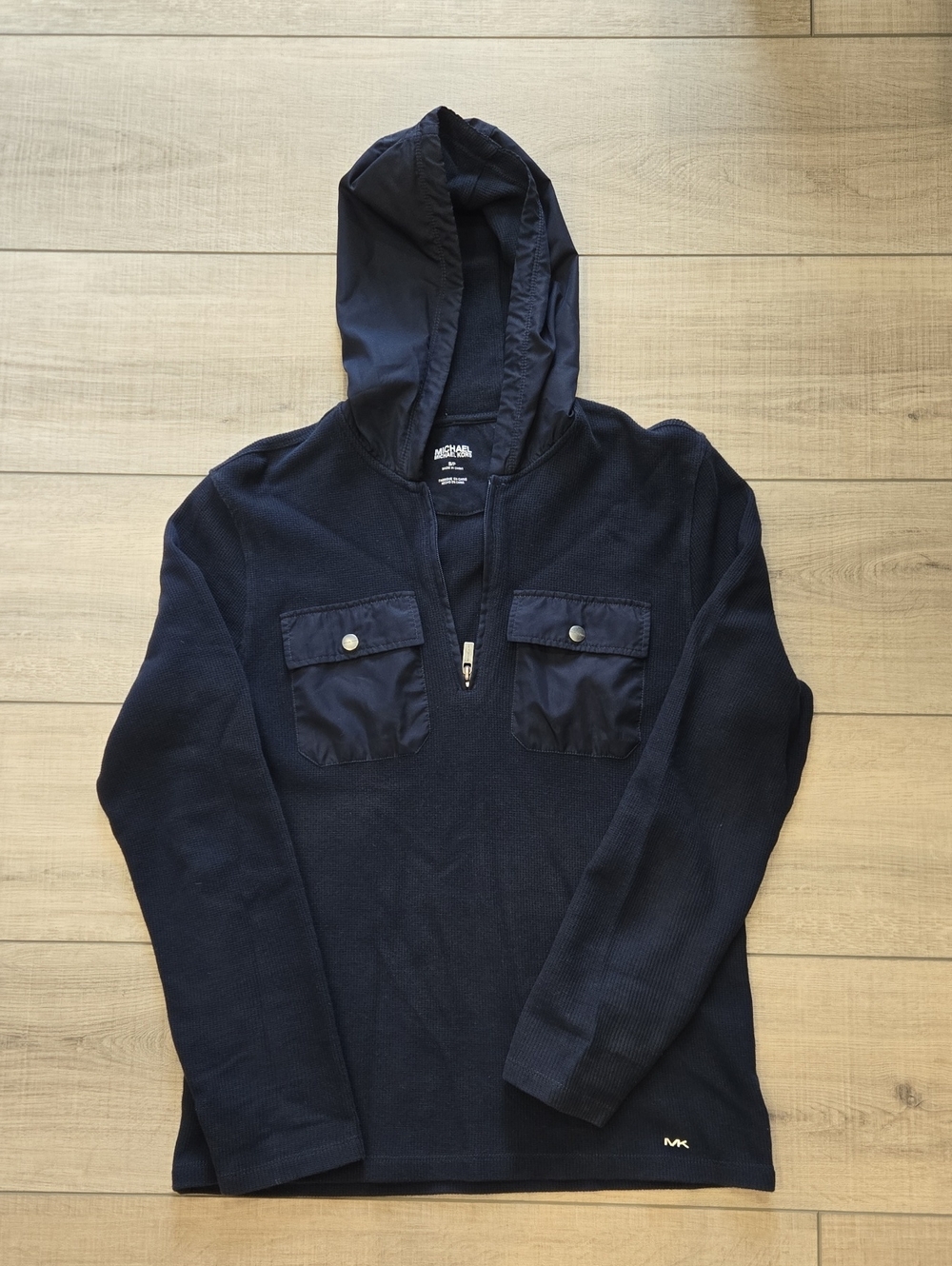Michael Kors Men's Navy Zip-Half Hooded Sweater